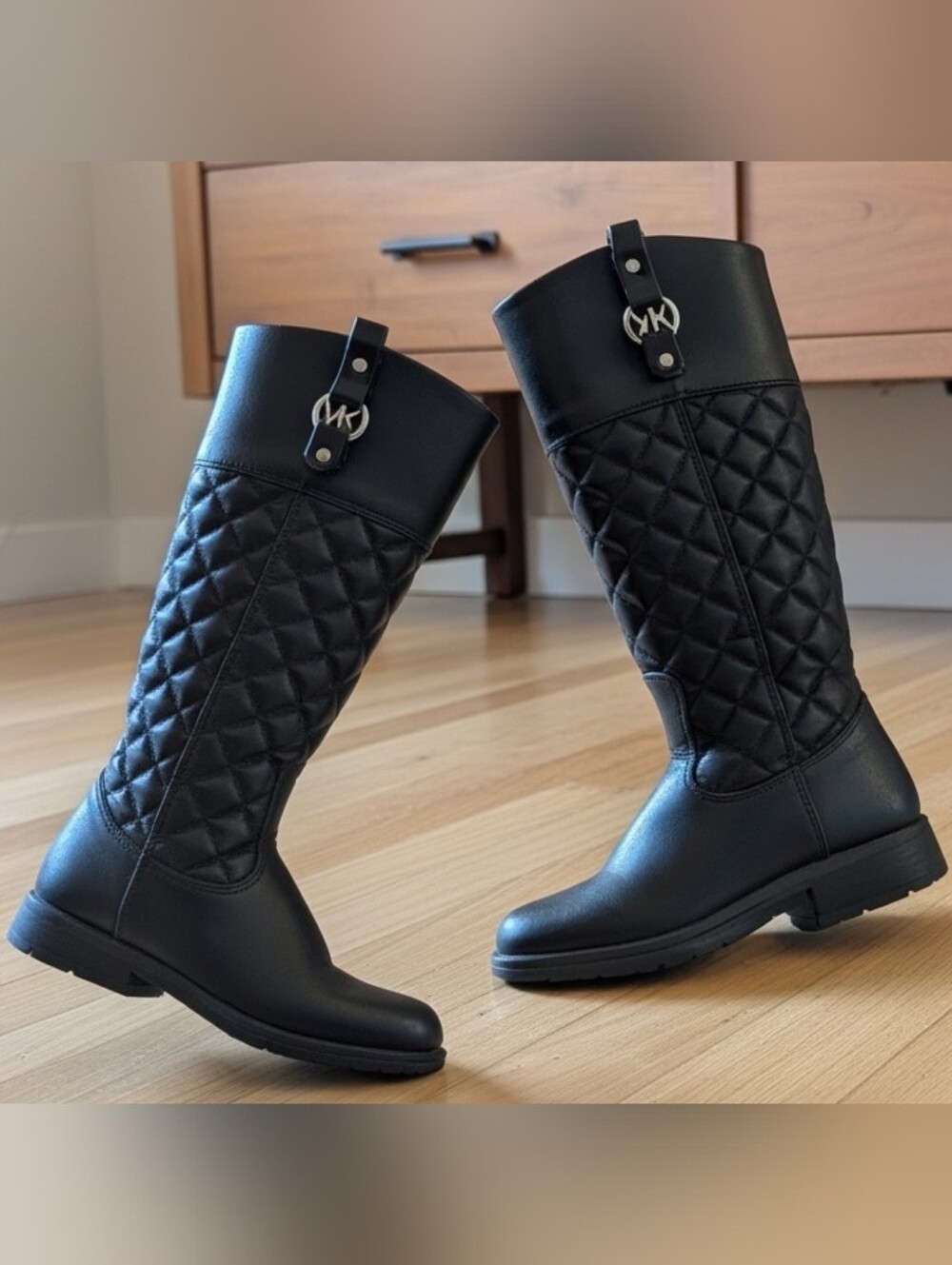 Little Girl's Michael Kors Black Quilted Boots 11